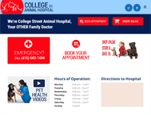 Tablet Screenshot of collegestreetanimalhospital.com